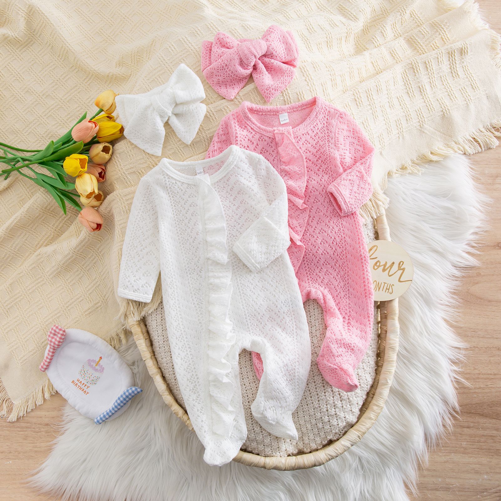 KIKOBABY新生儿女宝宝透气舒适连体衣拉链包脚婴幼儿公主哈衣爬服