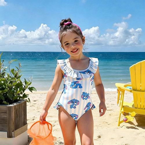 SWIMSUIT跨境儿童泳衣女印花连体女童泳装可爱风卡通宝宝连体泳衣