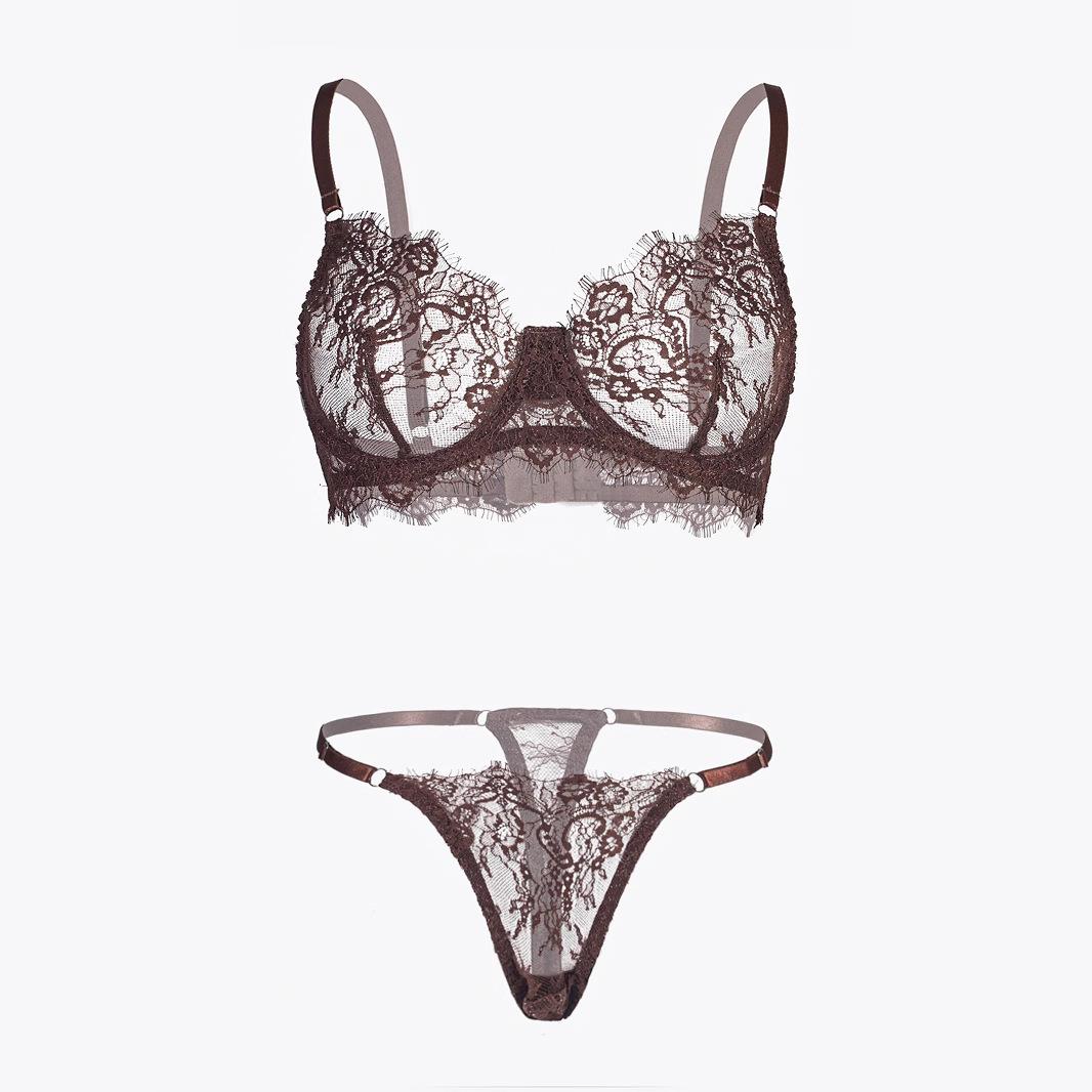 Ultra thin breathable premium eyelash lace two-piece set