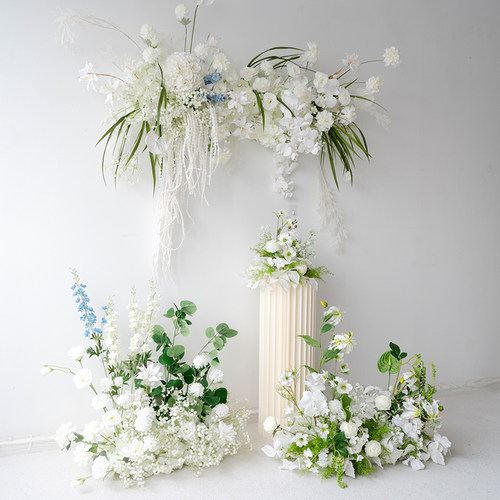 定制白色壁挂花艺成品婚礼仿真花