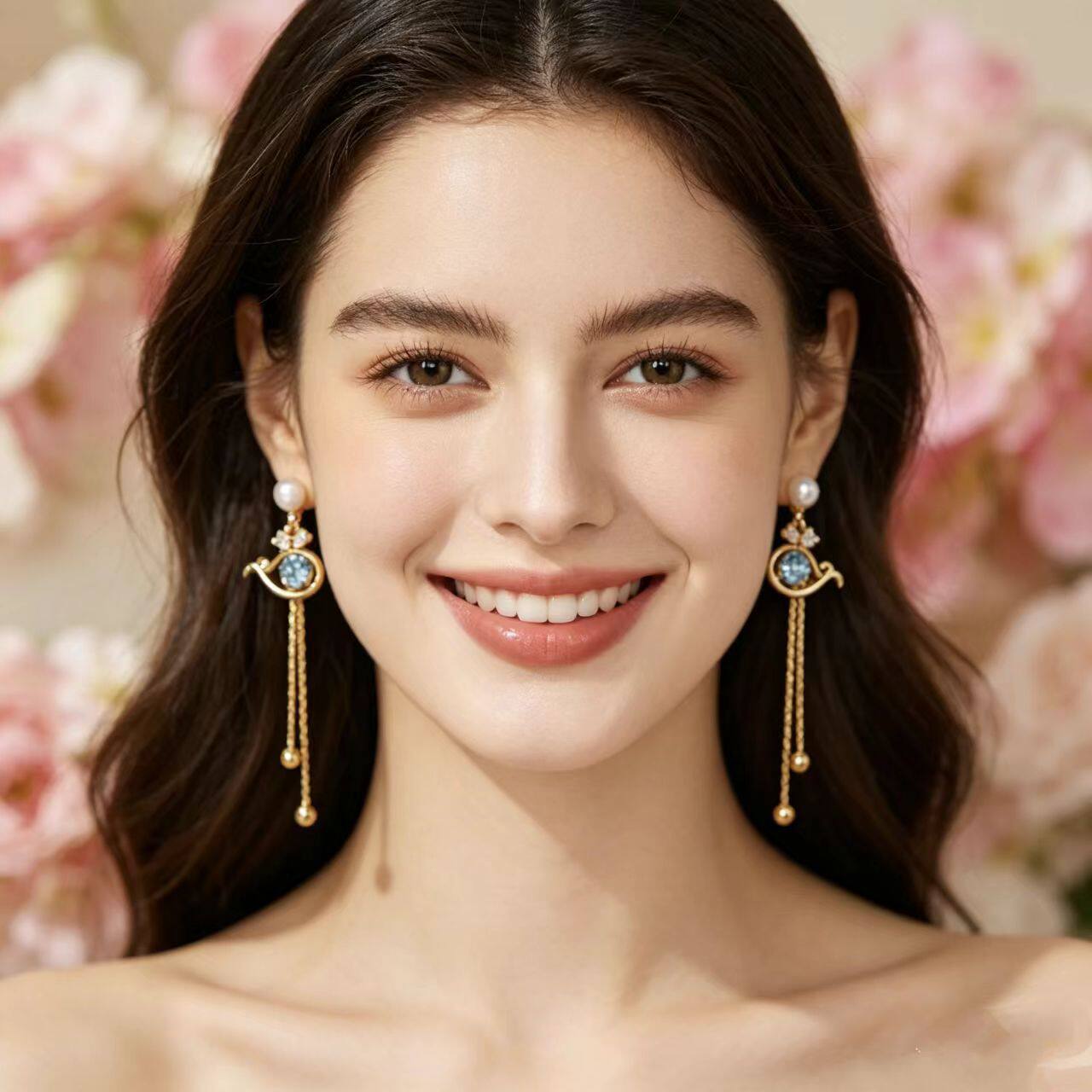 海豚长款流苏耳钉小众气质减龄