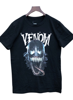 T恤纯棉毒液venom宽松大码男士夏季黑色潮流新款体恤短袖半袖