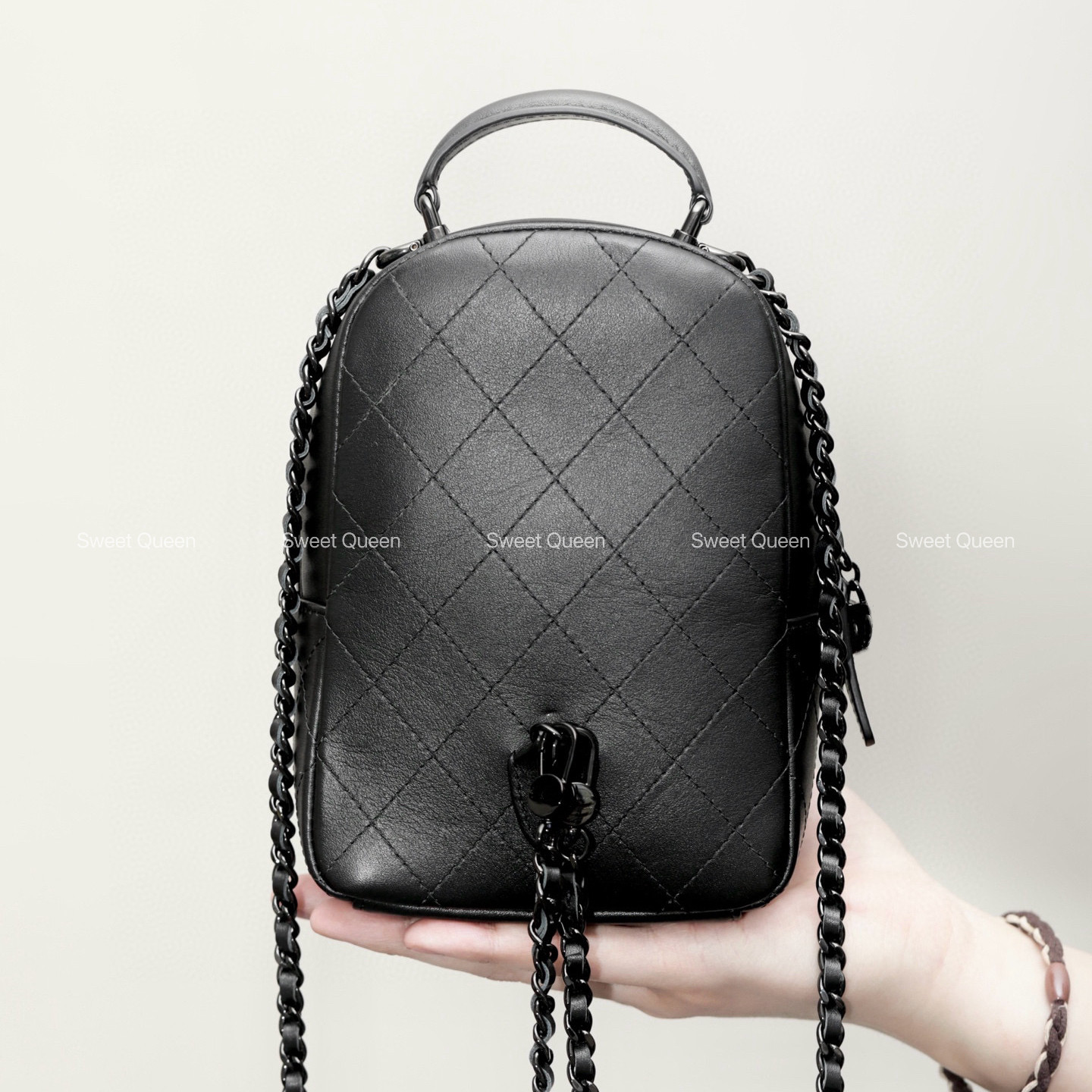 SweetQueen24c新色黑色平纹mini backpack熊猫款双肩斜挎女小背包