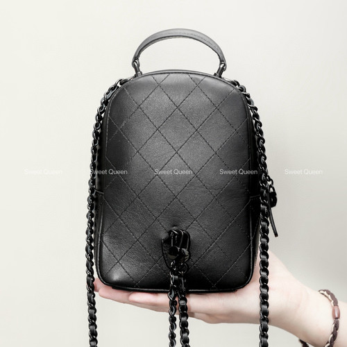 SweetQueen24c新色黑色平纹mini backpack熊猫款双肩斜挎女小背包