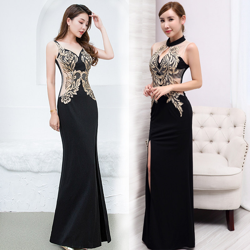 新款KTV晚礼服长裙夜场性感显瘦公关佳丽模特服女夜总会小姐工服