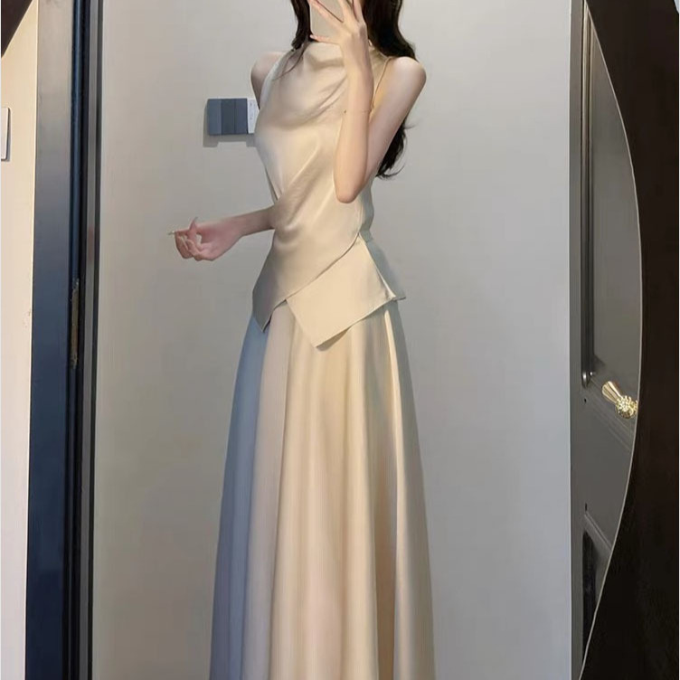 2025新款御姐高级感穿搭无袖连衣裙夏季女装法式气质收腰套装