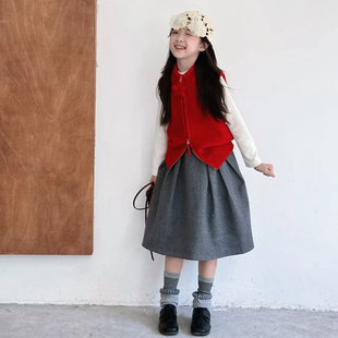 2025小众手工粗棒针卡米尔拉绒羊毛混纺马甲呢料半裙『花样年华』