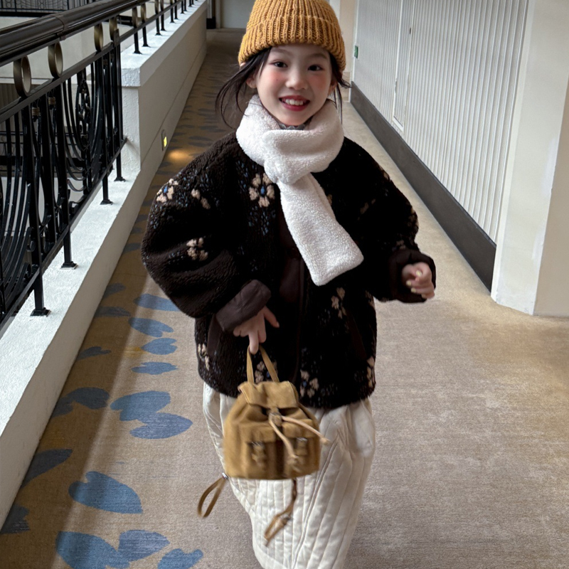 外套新款花朵毛毛衣甜美可爱