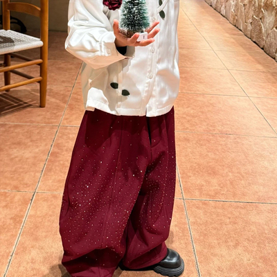 亮片长裤TR斜纹弯刀西装裤