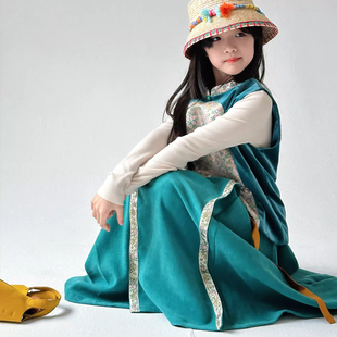 『只此青蓝』高定丝绒桑蚕丝提花美玲襟马甲/汉元改良日常马面裙