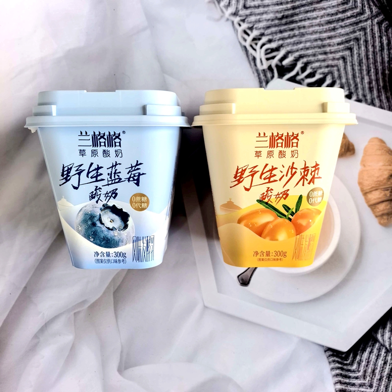 兰格格内蒙古草原酸奶0蔗糖无添加野生蓝莓野生沙棘低温300g杯装
