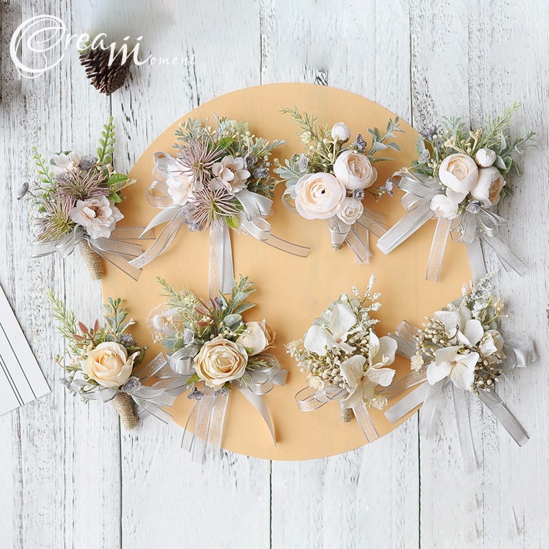 森系侘寂风 新娘手腕花新郎胸花襟花伴娘姐妹花结婚服装婚礼配饰