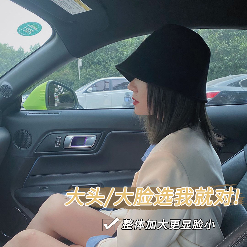 大头围渔夫帽女春夏气质百搭素颜显脸小加大加深防晒遮阳水桶盆帽
