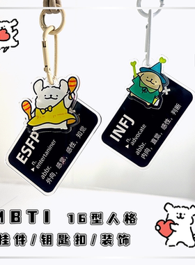 MBTI16型人格ENFJ线条小狗INFJ周边亚克力挂件钥匙扣书包挂坠装饰