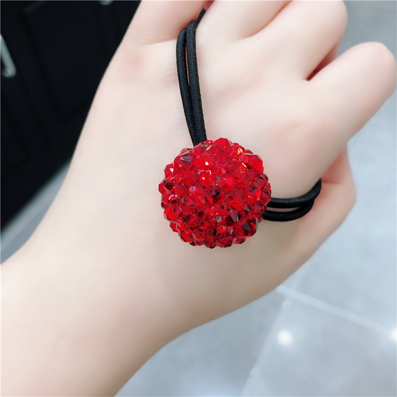 本命年红色闪亮满钻橡皮筋头饰品