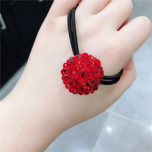 本命年红色闪亮满钻橡皮筋头饰品