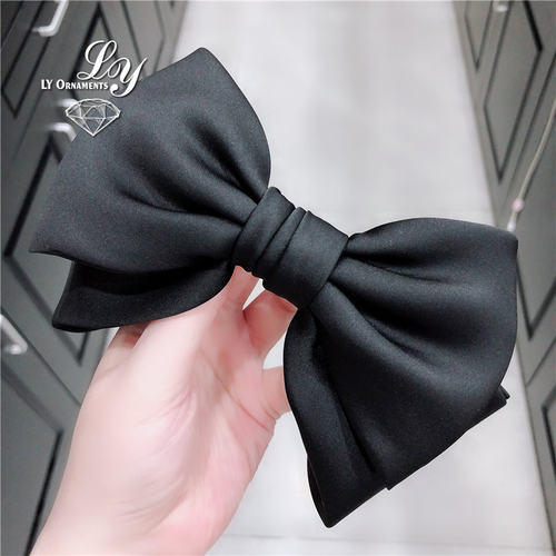 韩国进口大号布艺发夹缎面蝴蝶结