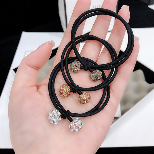 日韩水钻头绳双钻球发圈