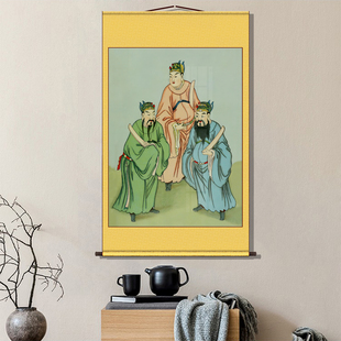 三茅真君挂画六丁六甲茅山祖师神像卷轴丝绸画装饰不褪色高清打印