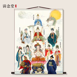 全仙图挂画全神图画像黎山老母赵公明文昌帝君玄女碧霞斗姥卷轴画