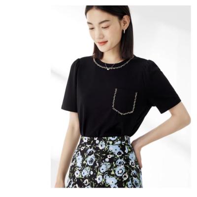 圆领白色短袖T恤女夏季新款