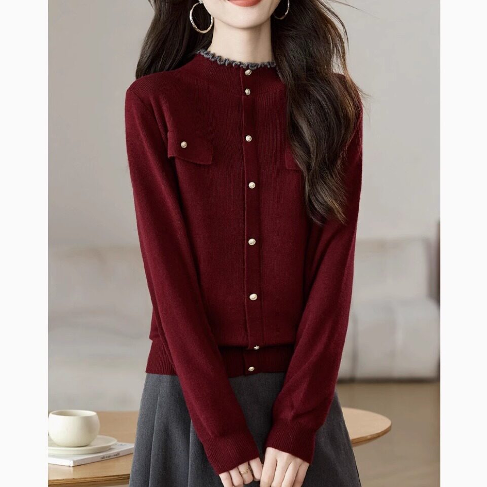 春秋新款安哥拉红小香风洋气毛衣