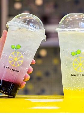 95口径奶茶杯冷热塑料杯带盖一次性高档加厚果汁杯透明700ml定做