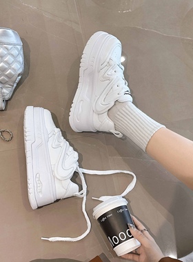 芭迪曼2024早春款厚底百搭小白鞋女96422