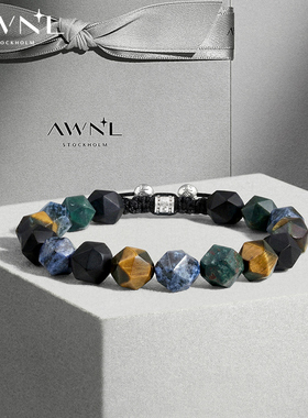 AWNL多宝珠手链男女情侣款金虎眼石手串小众设计感饰品礼物送男友