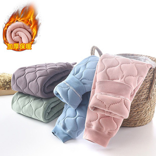 男孩女童裤 儿童加厚保暖裤 宝宝厚款 德绒夹棉无骨内穿棉裤 子 秋冬季