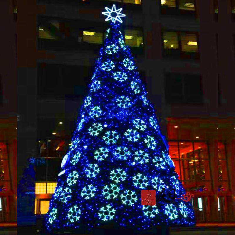 发光雪花led灯装饰大型圣诞树套餐4-8-10-12-16米广场框架圣诞树