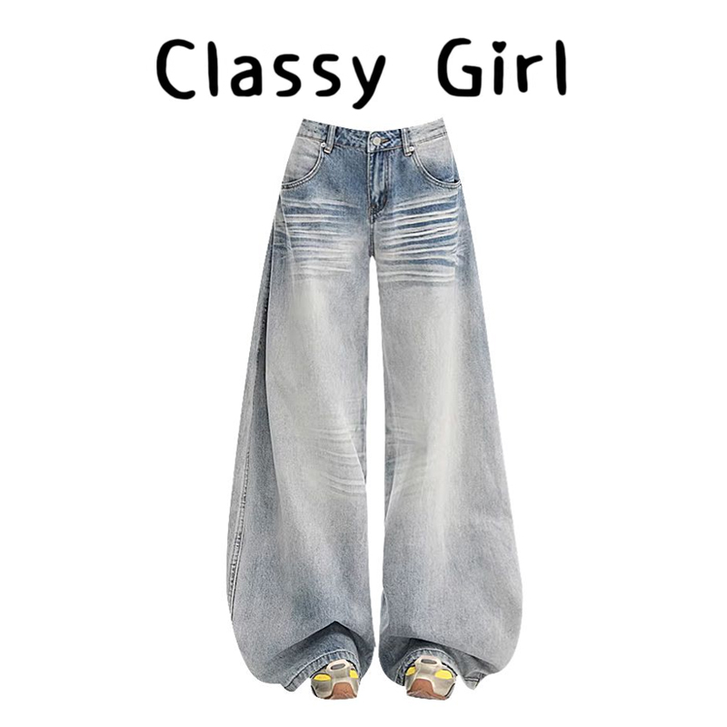 秋冬美式低腰设计感百搭牛仔裤