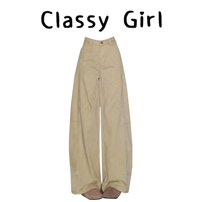 秋冬美式复古气质宽松直筒阔腿裤
