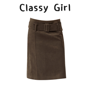 小众a字半裙梨型身材遮胯 新款 美式 复古腰带半身裙女早秋季