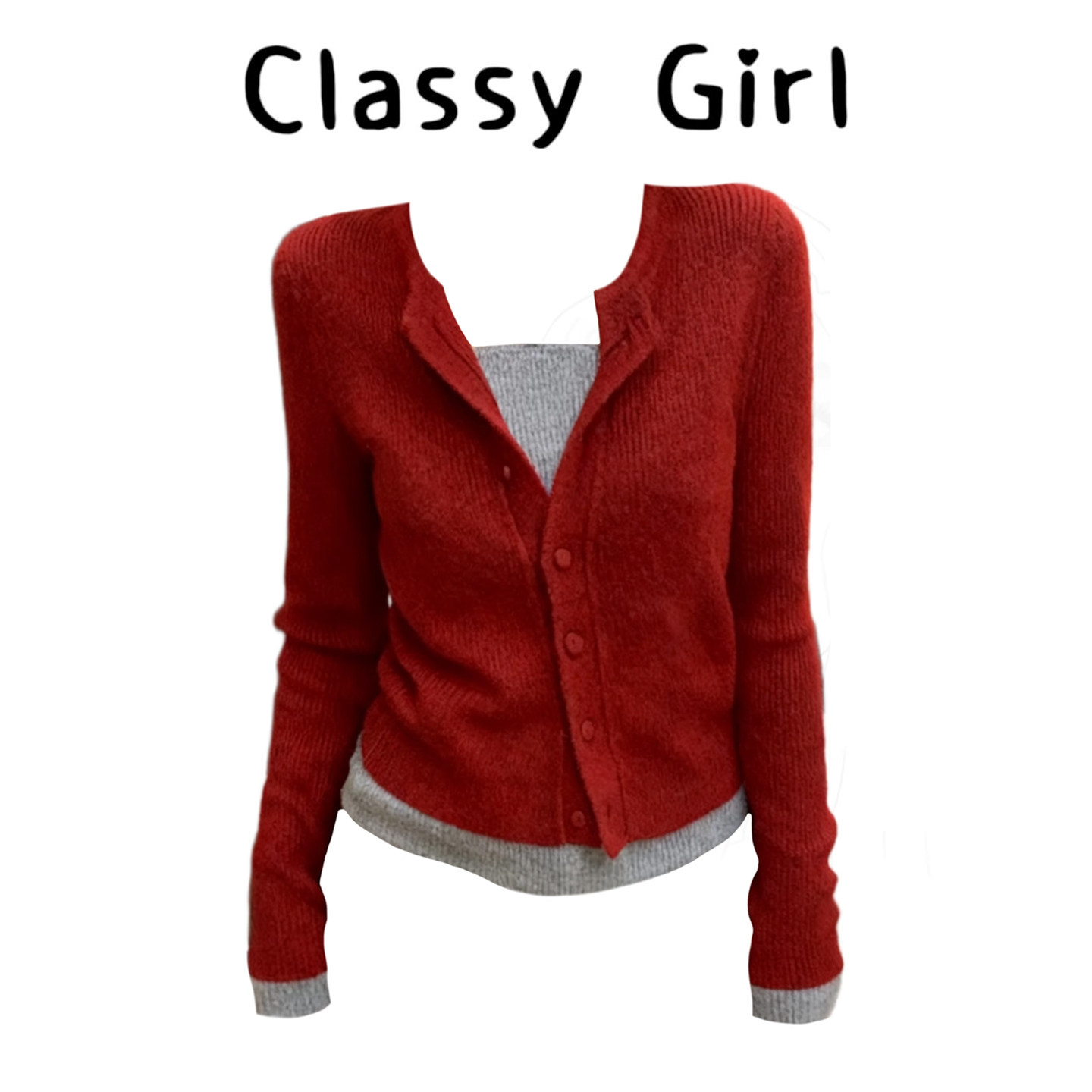 时髦洋气撞色针织开衫打底毛衣女秋冬百搭显瘦红色气质假两件上衣,女装/女士精品,大码内搭,淘宝优惠券,粉丝福利购,淘宝优惠卷