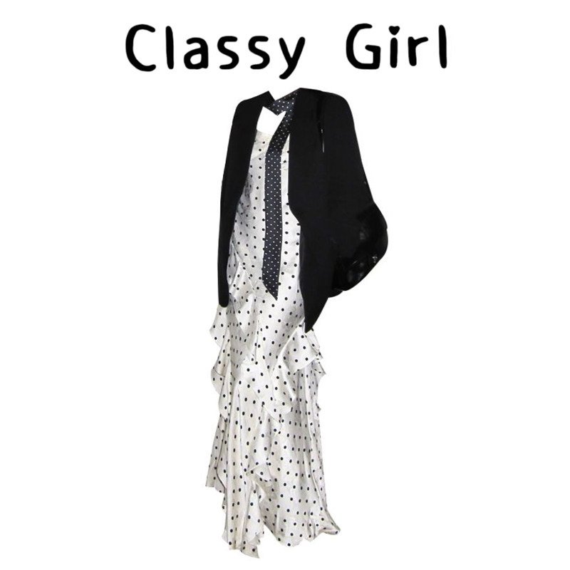 Classy girl 韩系套装波点连衣裙女春夏通勤高级感黑色西装外套