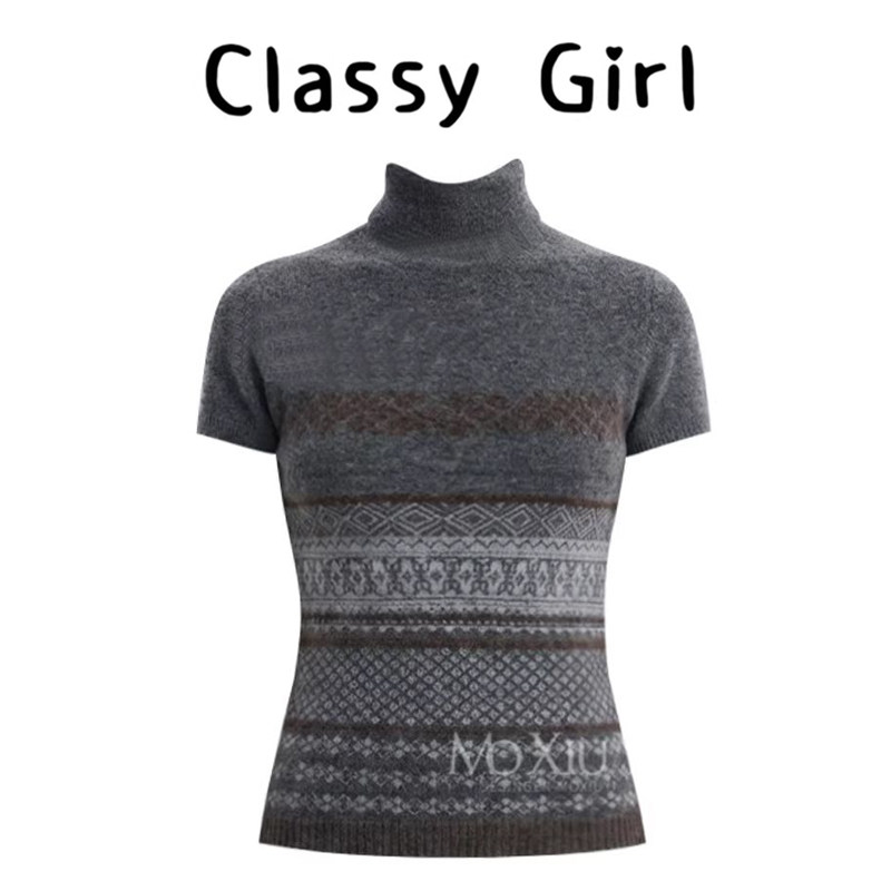 灰色高领提花毛衣女2026春季设计感修身内搭显瘦气质针织上衣冬,女装/女士精品,大码内搭,淘宝优惠券,粉丝福利购,淘宝优惠卷
