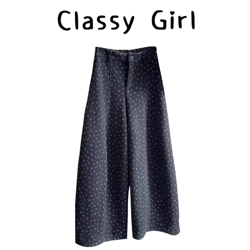 复古文艺碎花加厚毛呢阔腿裤女2026秋冬高腰显瘦减龄百搭弯刀裤女,女装/女士精品,大码裤装,淘宝优惠券,粉丝福利购,淘宝优惠卷