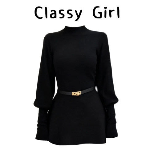 秋冬法式赫本风半高领毛衣上衣