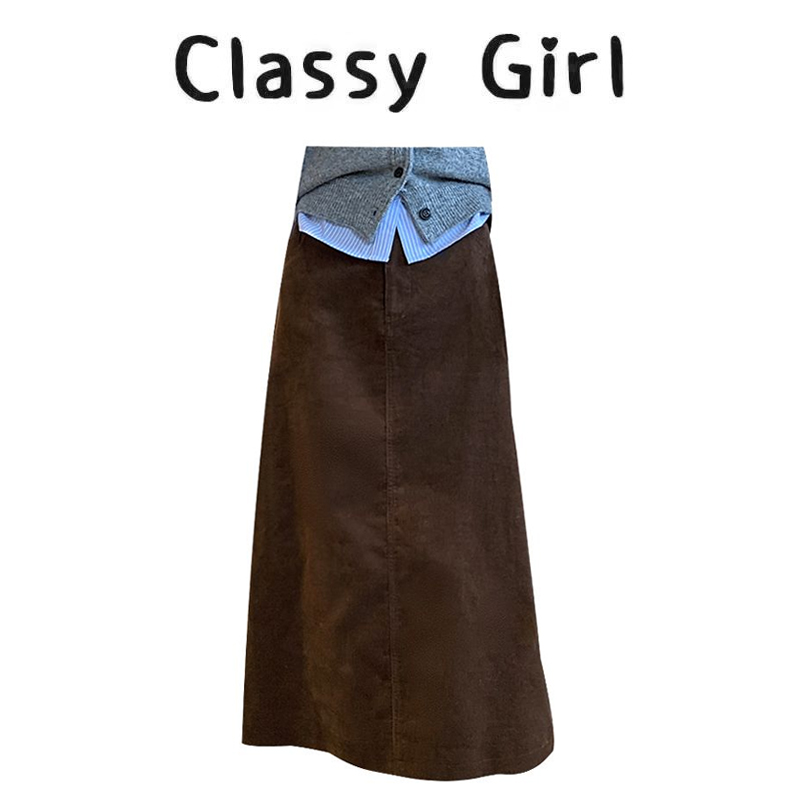 早秋韩系穿搭灯芯绒气质半身裙