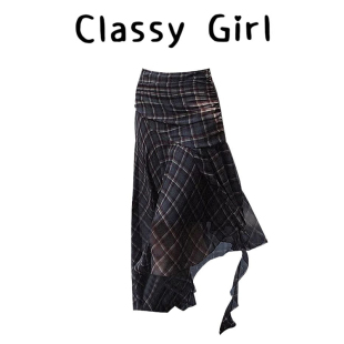 复古不规则格子半身裙女春夏2026新款 裙子 高腰半裙巨好看中长款