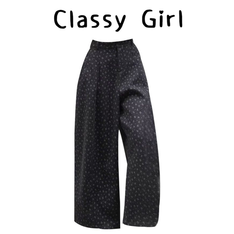 碎花休闲裤女冬季2026新款高腰灰色加绒直筒阔腿裤慵懒风长裤子,女装/女士精品,大码裤装,淘宝优惠券,粉丝福利购,淘宝优惠卷