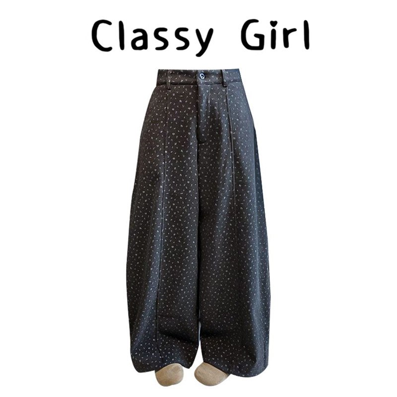 复古文艺碎花加绒加厚毛呢阔腿裤女秋冬高腰显瘦减龄百搭弯刀裤女,女装/女士精品,大码裤装,淘宝优惠券,粉丝福利购,淘宝优惠卷