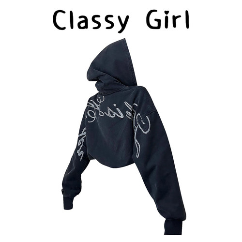 印花修身显瘦复古开衫连帽短外套