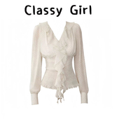 衬衣独特漂亮设计感小众长袖 法式 上衣 女2026新款 白色波点收腰衬衫