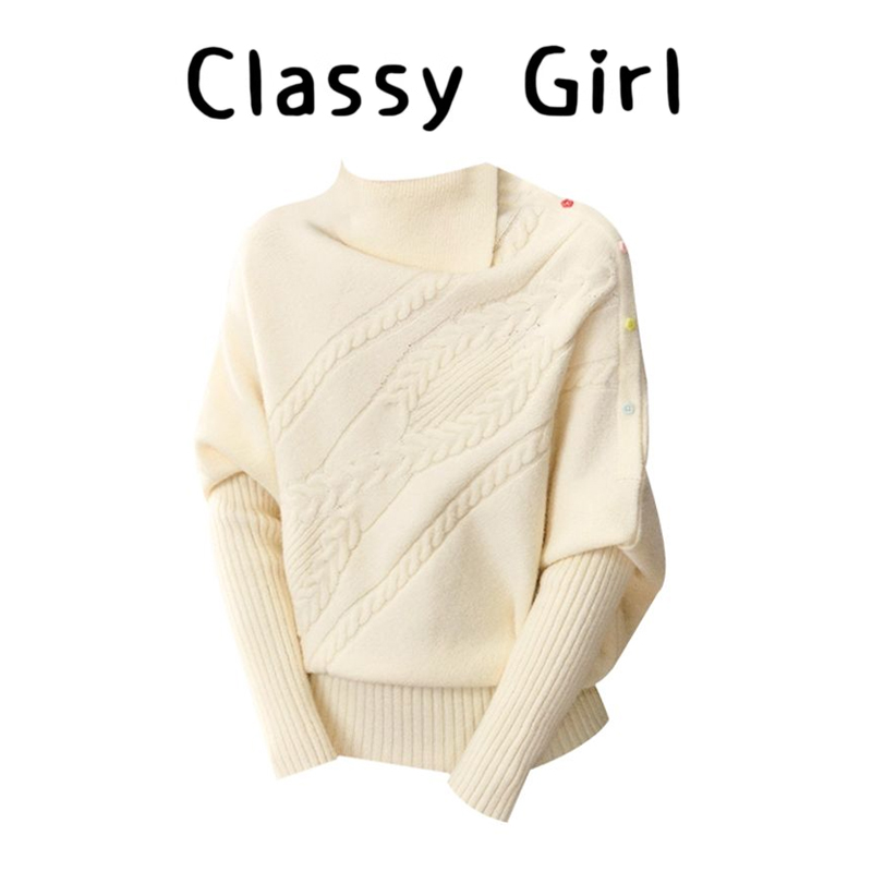 秋冬显瘦气质设计感扣斗篷毛衣