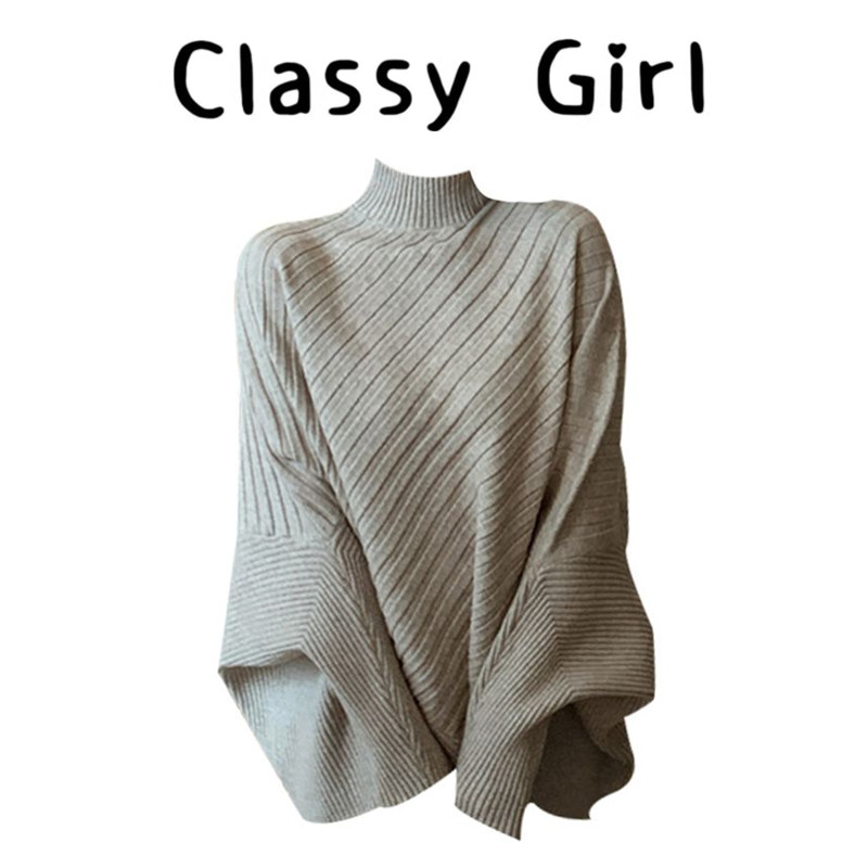 秋冬慵懒风不规则针织衫毛衣上衣