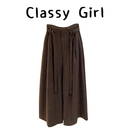 秋冬休闲显瘦气质小个子系带裤子