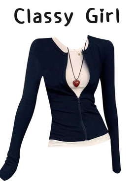 假两件修身瑜伽内搭打底衫女春季2025新款t恤上衣显瘦韩系穿搭春