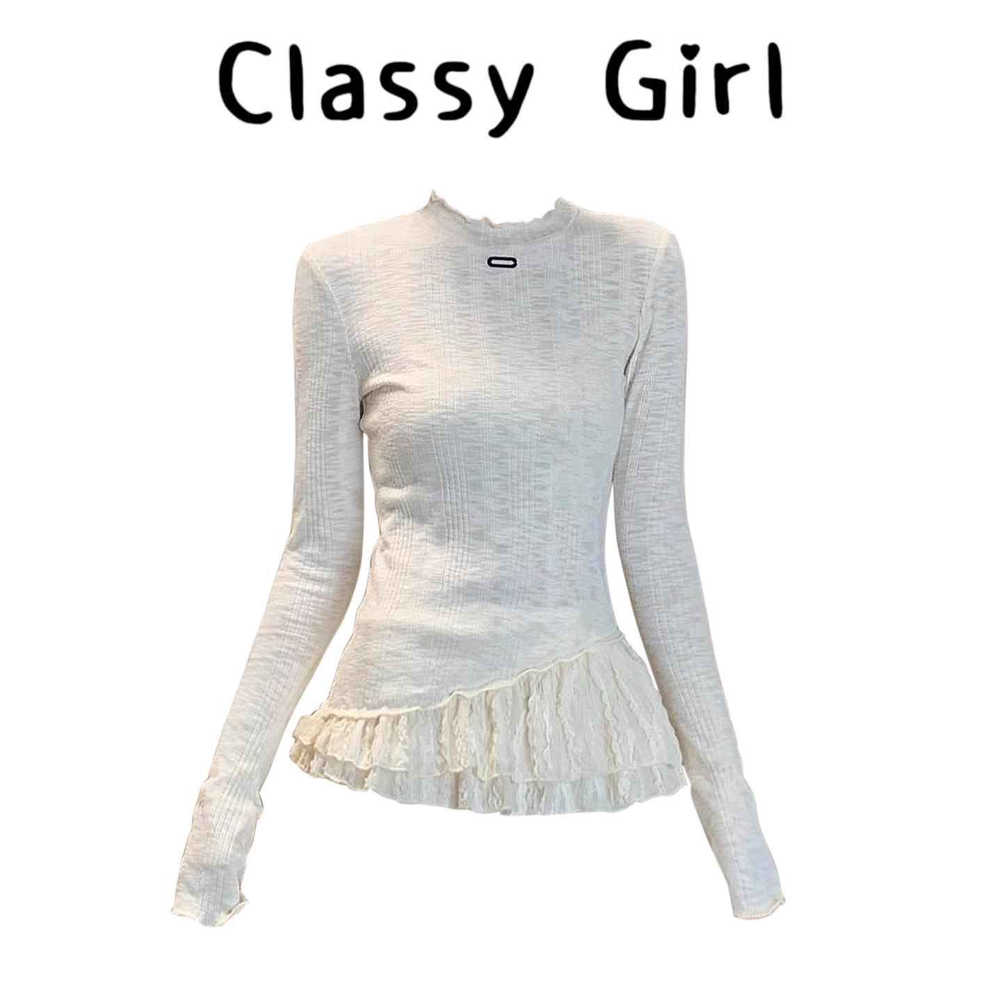 秋冬百搭气质甜美风蕾丝拼接上衣